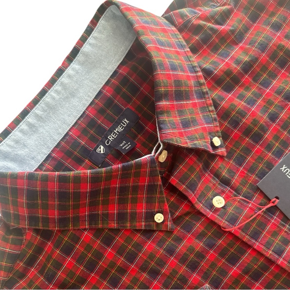 NWT Cremieux Premium Denim Plaid  Men's 3XT 3XLT Denim Flip Cuff